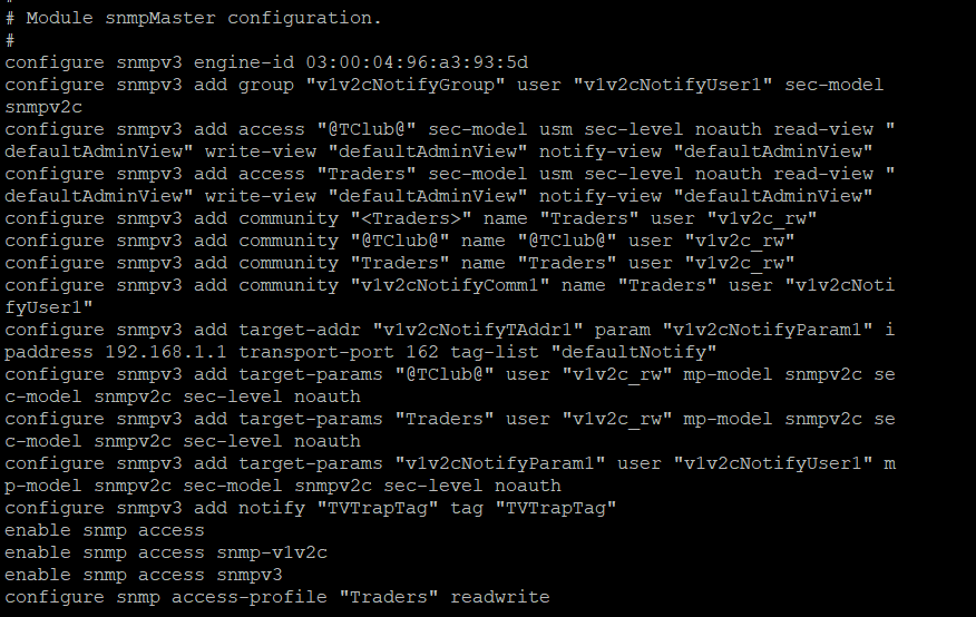 extreme switch crypto snmp